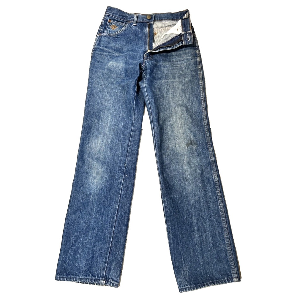Vintage 70s 80s Chams de Baron Straight Leg Jeans Womens Blue Denim High Rise